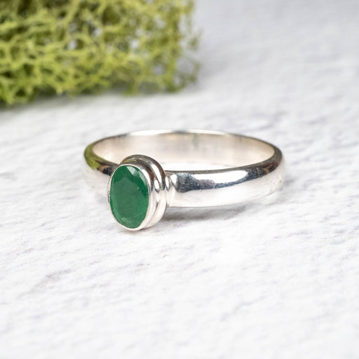 Emerald Ring 6x4mm Size 8 .925 Silver - InnerVision Crystals