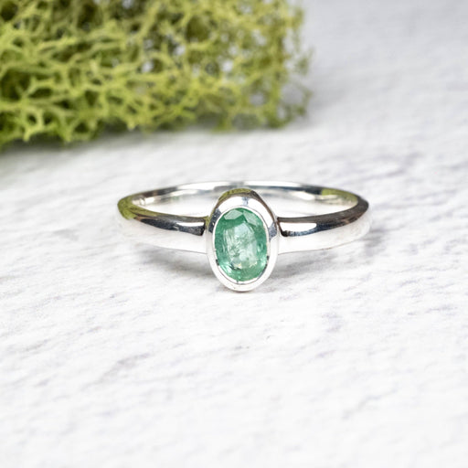 Emerald Ring 6x4mm Size 8 .925 Silver - InnerVision Crystals