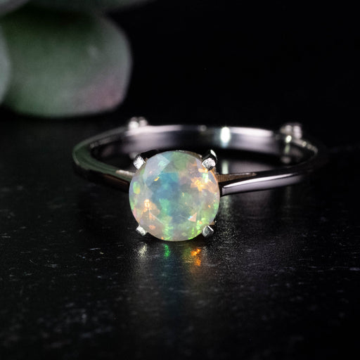 Ethiopian Opal 7mm + White Topaz Ring Size 10 .925 Silver - InnerVision Crystals