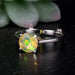 Ethiopian Opal 7mm + White Topaz Ring Size 7 .925 Silver - InnerVision Crystals