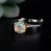 Ethiopian Opal 7mm + White Topaz Ring Size 9 .925 Silver - InnerVision Crystals