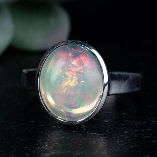 Ethiopian Opal Ring 12x10mm Size 8 .925 Silver - InnerVision Crystals
