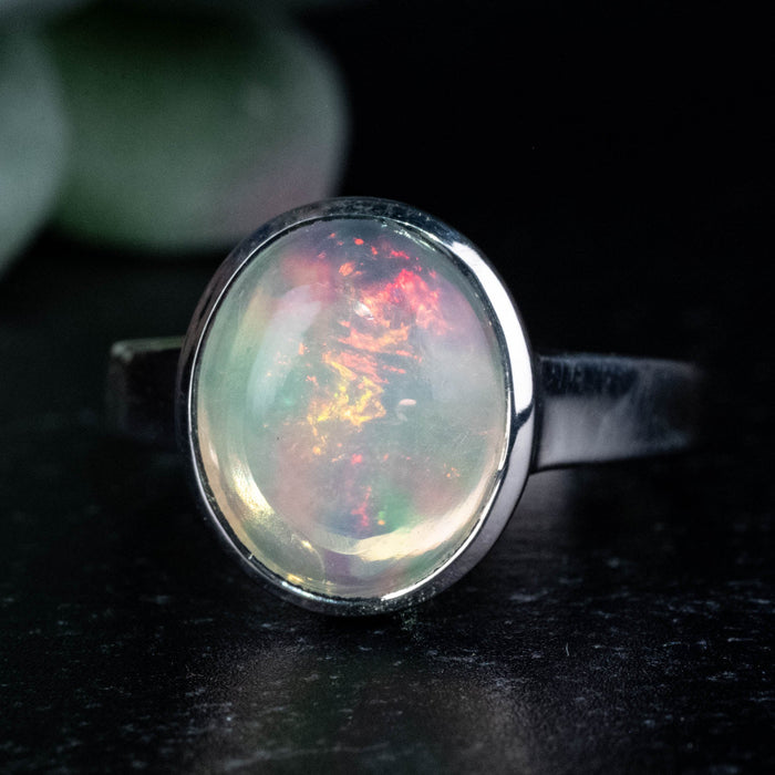 Ethiopian Opal Ring 12x10mm Size 8 .925 Silver - InnerVision Crystals