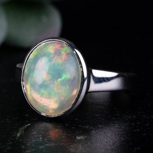 Ethiopian Opal Ring 12x10mm Size 9 .925 Silver - InnerVision Crystals