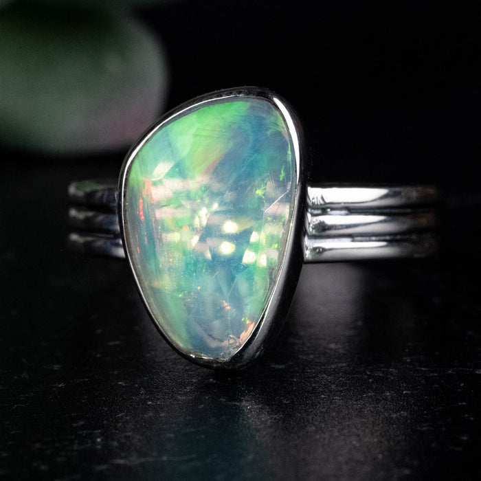 Ethiopian Opal Ring 14x9mm Size 9 .925 Silver - InnerVision Crystals