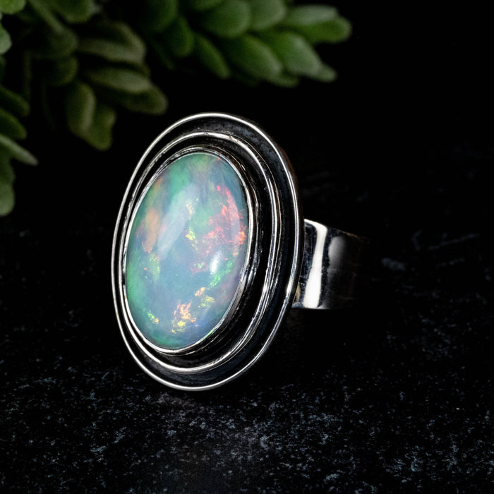 Ethiopian Opal Ring 18x12mm Size 10 - InnerVision Crystals