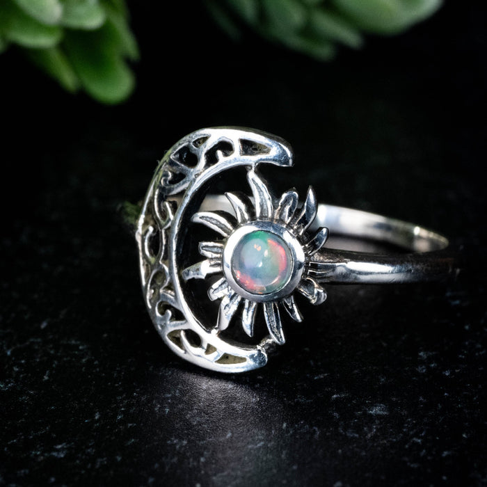 Ethiopian Opal Ring 4.5mm Size 11 - InnerVision Crystals