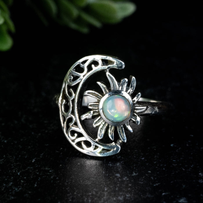 Ethiopian Opal Ring 4.5mm Size 6 - InnerVision Crystals
