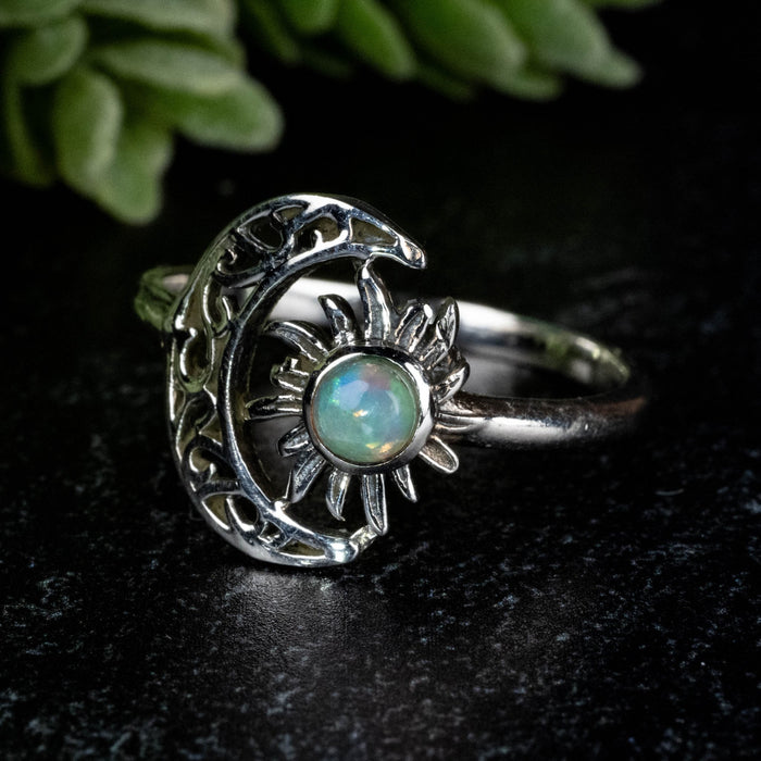 Ethiopian Opal Ring 4mm Size 11 - InnerVision Crystals
