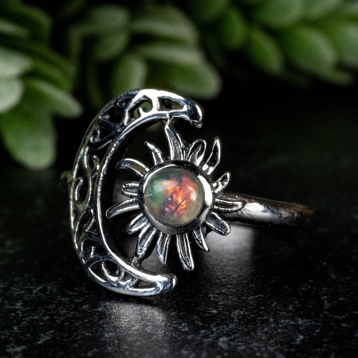 Ethiopian Opal Ring 4mm Size 8 - InnerVision Crystals