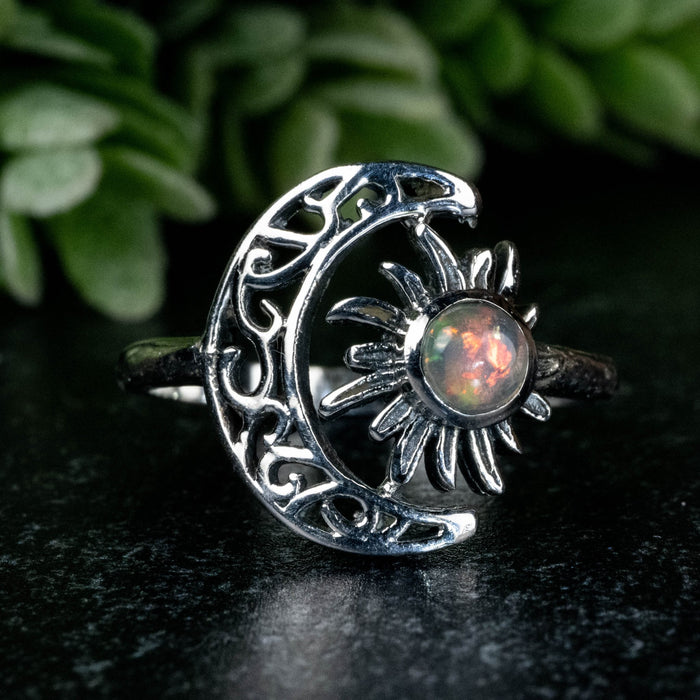Ethiopian Opal Ring 4mm Size 8 - InnerVision Crystals