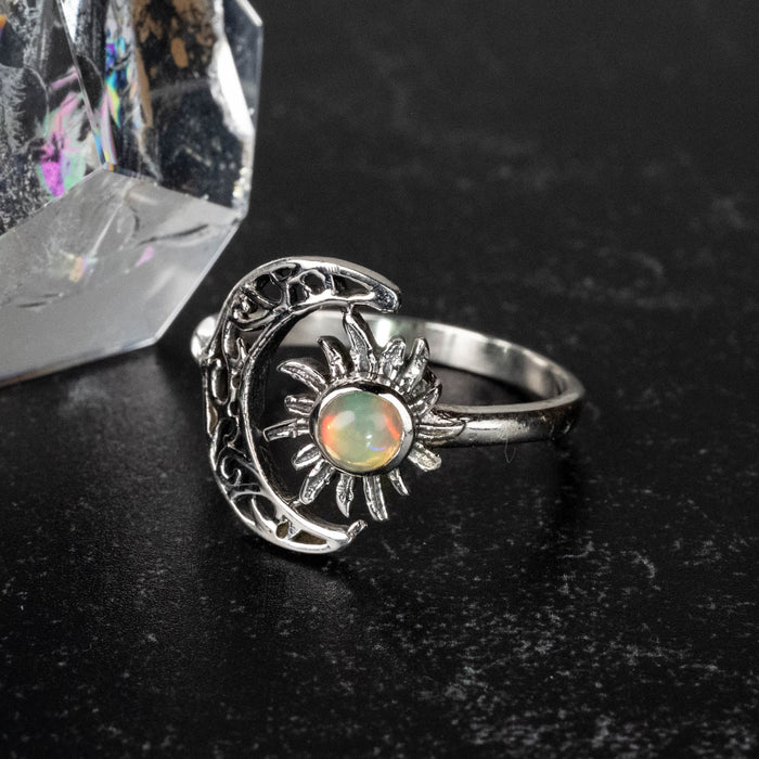 Ethiopian Opal Ring 4mm Size 8 - InnerVision Crystals