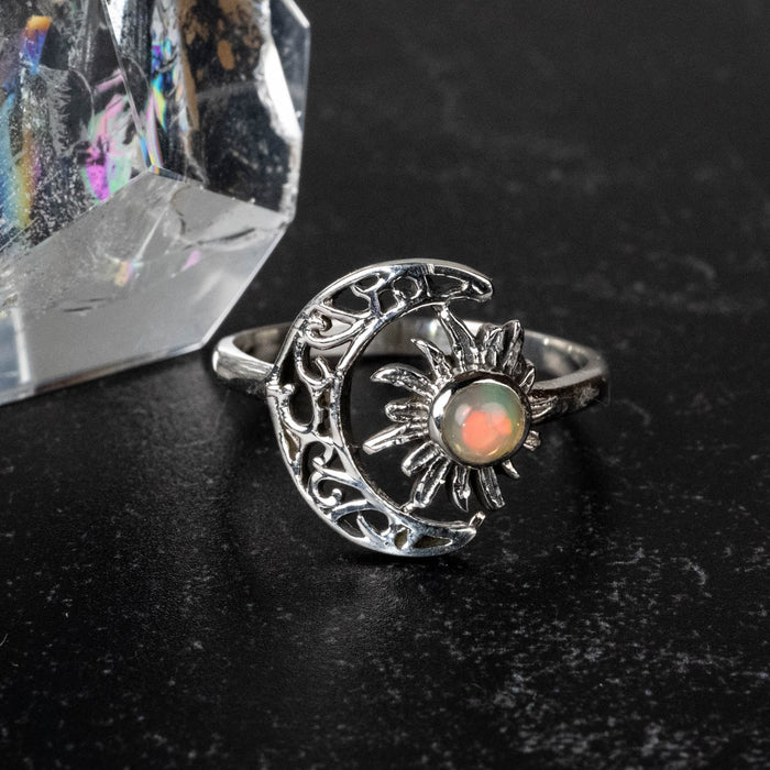 Ethiopian Opal Ring 4mm Size 8 - InnerVision Crystals