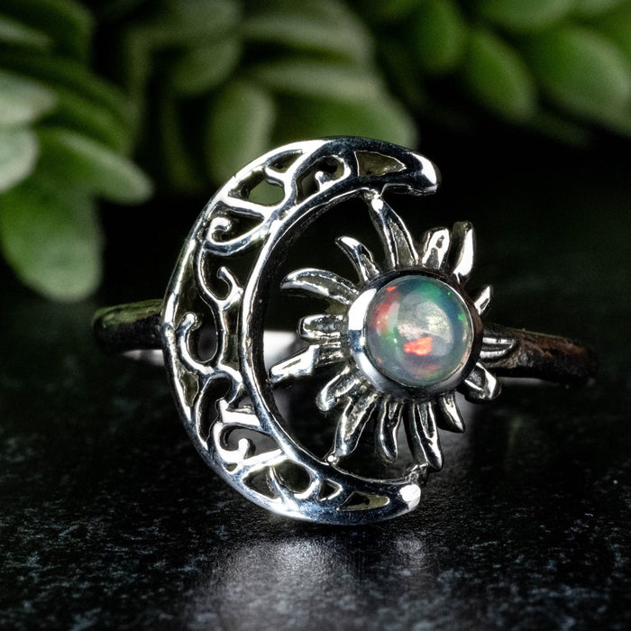 Ethiopian Opal Ring 4mm Size 9 - InnerVision Crystals