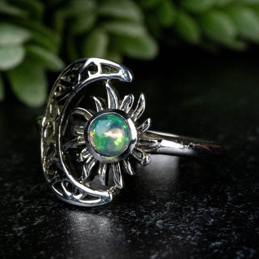 Ethiopian Opal Ring 4mm Size 9 - InnerVision Crystals