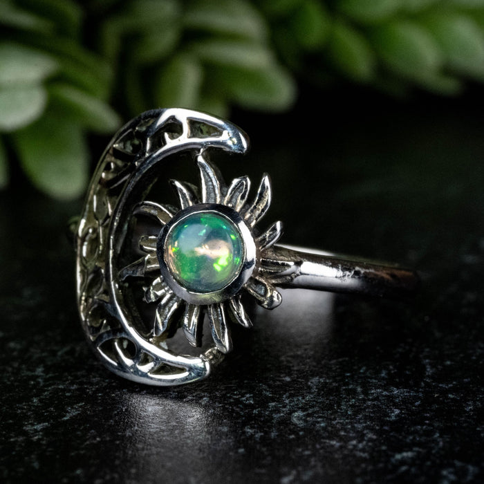 Ethiopian Opal Ring 4mm Size 9 - InnerVision Crystals