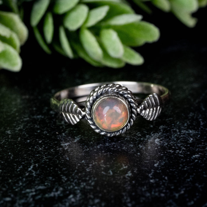 Ethiopian Opal Ring 5mm Size 8 - InnerVision Crystals
