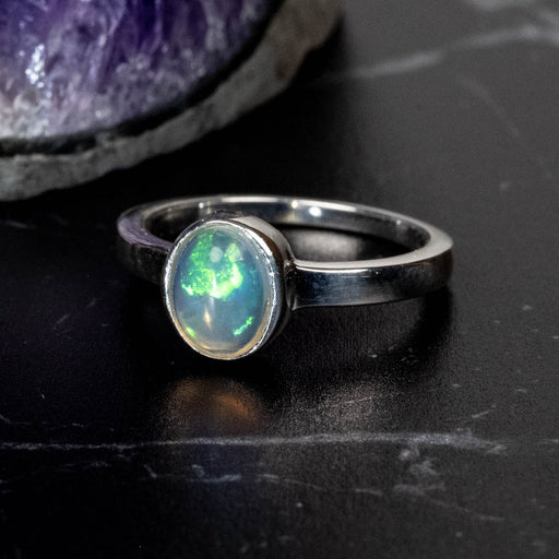 Ethiopian Opal Ring 6x4mm Size 4 - InnerVision Crystals