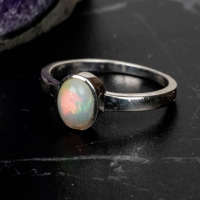 Ethiopian Opal Ring 6x4mm Size 6 - InnerVision Crystals