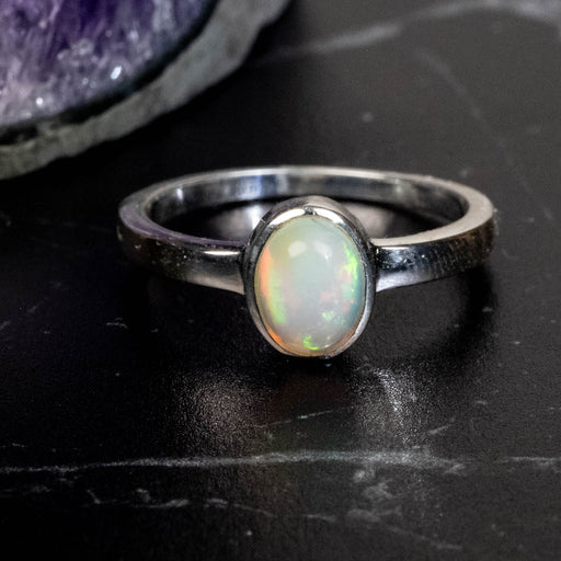 Ethiopian Opal Ring 6x4mm Size 6 - InnerVision Crystals
