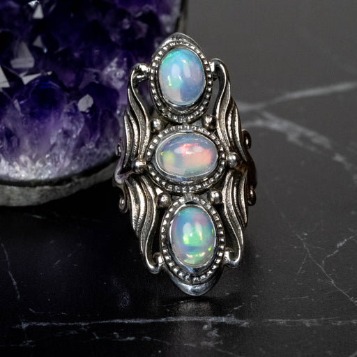 Ethiopian Opal Ring 7x5mm Size 6 - InnerVision Crystals