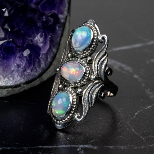 Ethiopian Opal Ring 7x5mm Size 6 - InnerVision Crystals
