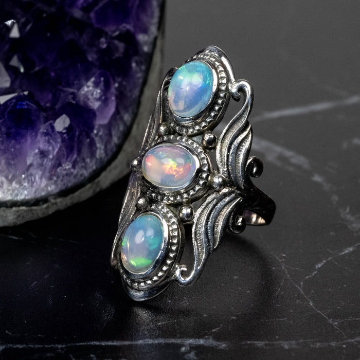 Ethiopian Opal Ring 7x5mm Size 6 - InnerVision Crystals