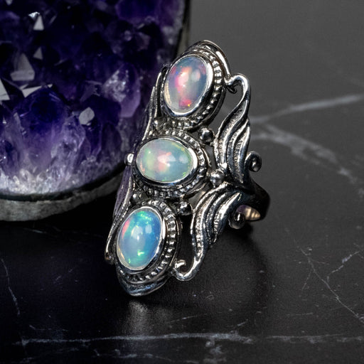 Ethiopian Opal Ring 7x5mm Size 6 - InnerVision Crystals