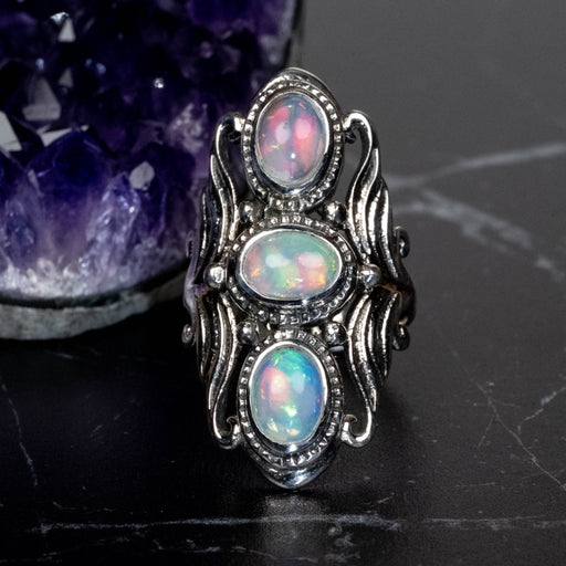 Ethiopian Opal Ring 7x5mm Size 6 - InnerVision Crystals