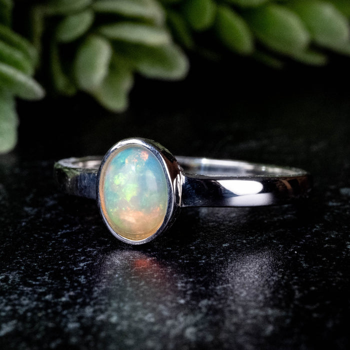 Ethiopian Opal Ring 7x5mm Size 8 - InnerVision Crystals