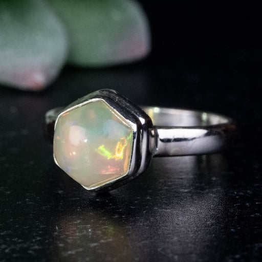Ethiopian Opal Ring 8mm Size 7 .925 Silver - InnerVision Crystals