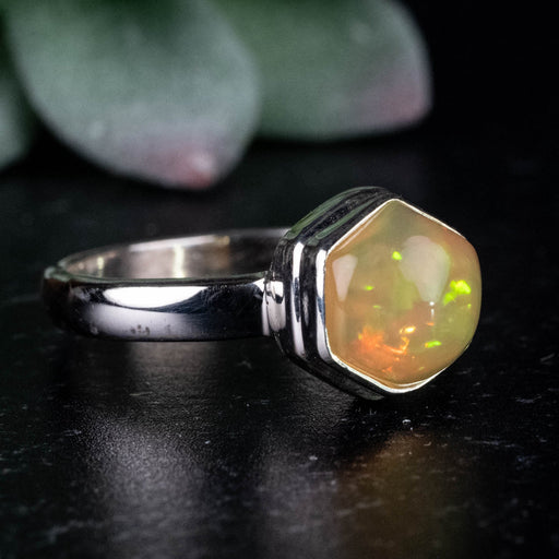 Ethiopian Opal Ring 8mm Size 7 .925 Silver - InnerVision Crystals