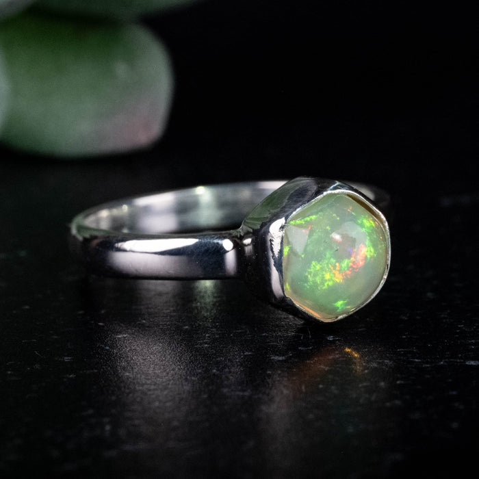 Ethiopian Opal Ring 8mm Size 8 .925 Silver - InnerVision Crystals