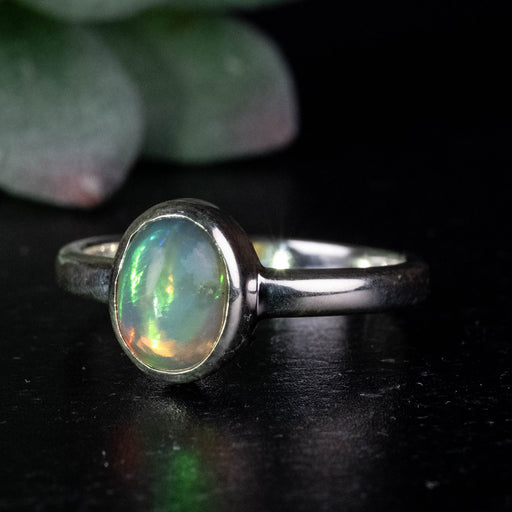 Ethiopian Opal Ring 8x6mm Size 7 .925 Silver - InnerVision Crystals