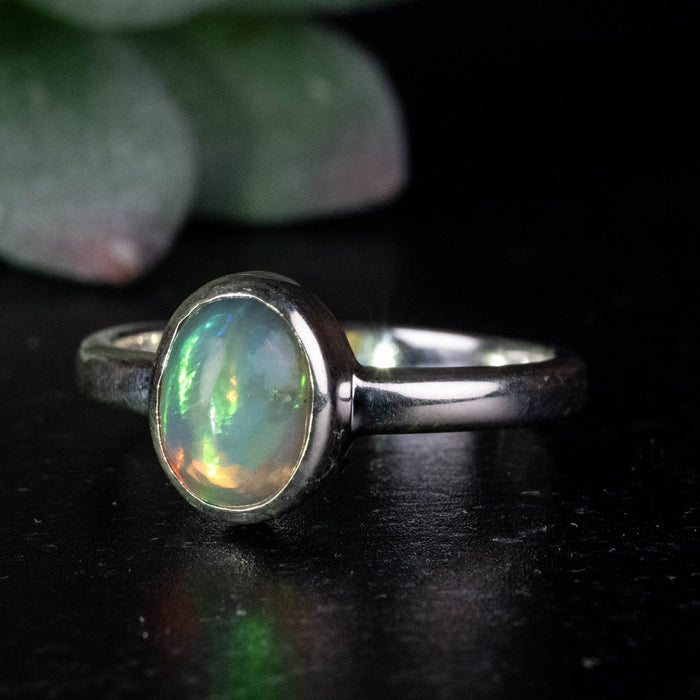 Ethiopian Opal Ring 8x6mm Size 7 .925 Silver - InnerVision Crystals