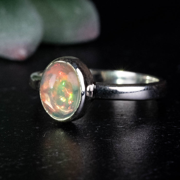 Ethiopian Opal Ring 8x6mm Size 7 .925 Silver - InnerVision Crystals