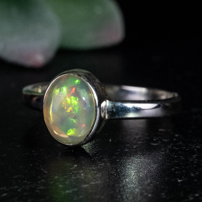 Ethiopian Opal Ring 8x6mm Size 7 .925 Silver - InnerVision Crystals