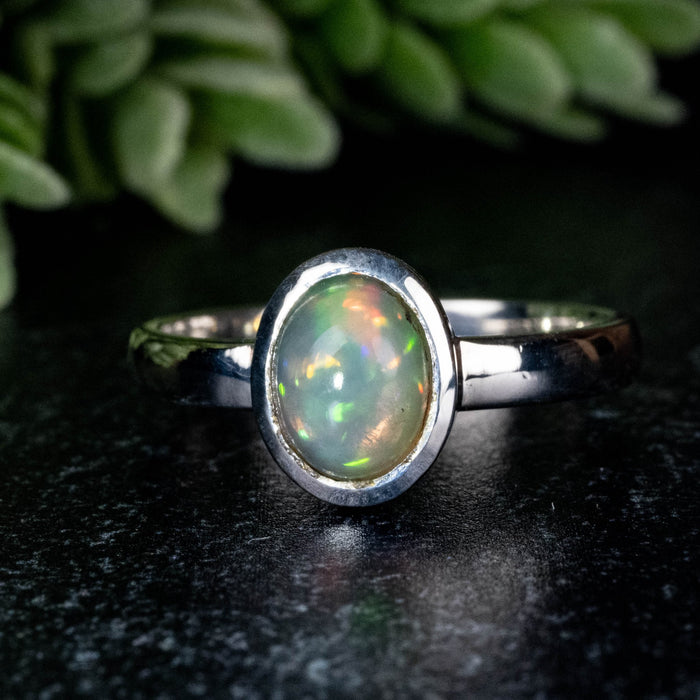 Ethiopian Opal Ring 8x6mm Size 8 - InnerVision Crystals