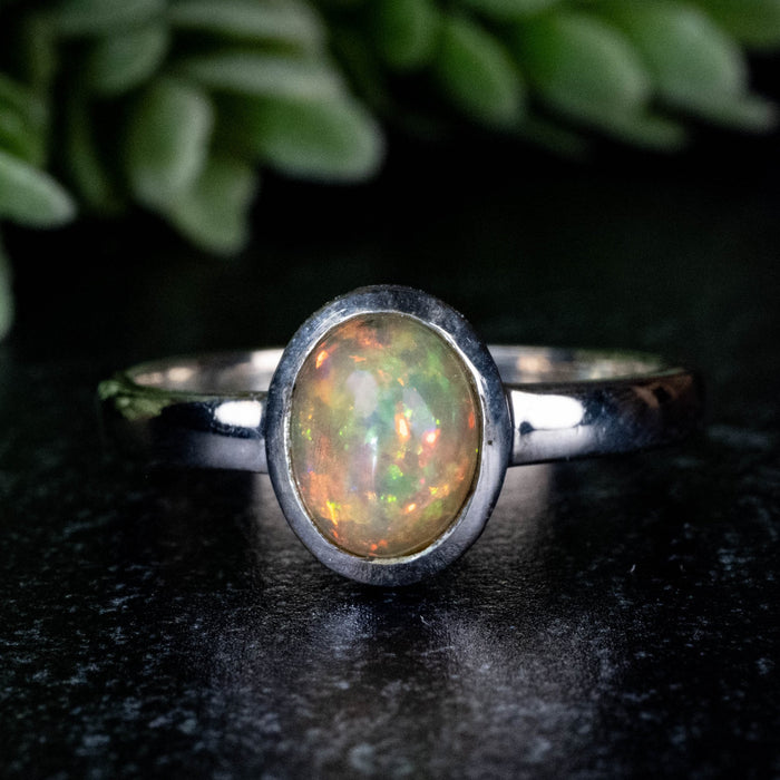 Ethiopian Opal Ring 8x6mm Size 8 - InnerVision Crystals