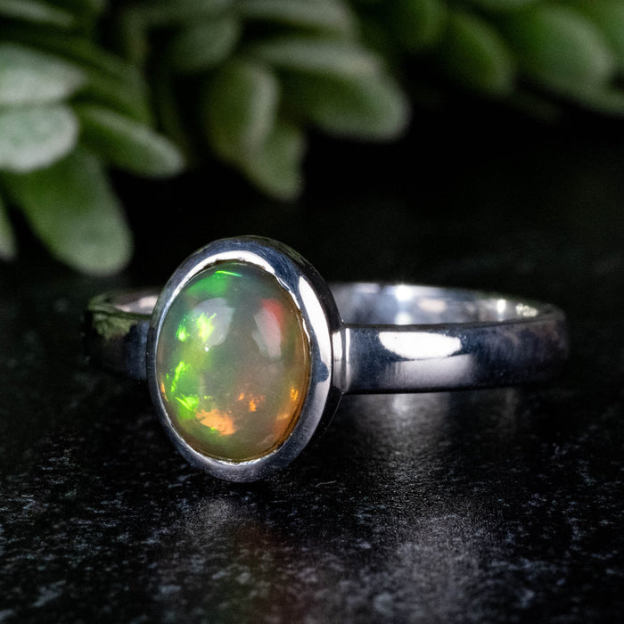 Ethiopian Opal Ring 8x6mm Size 8 - InnerVision Crystals