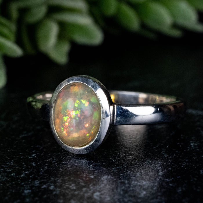 Ethiopian Opal Ring 8x6mm Size 8 - InnerVision Crystals