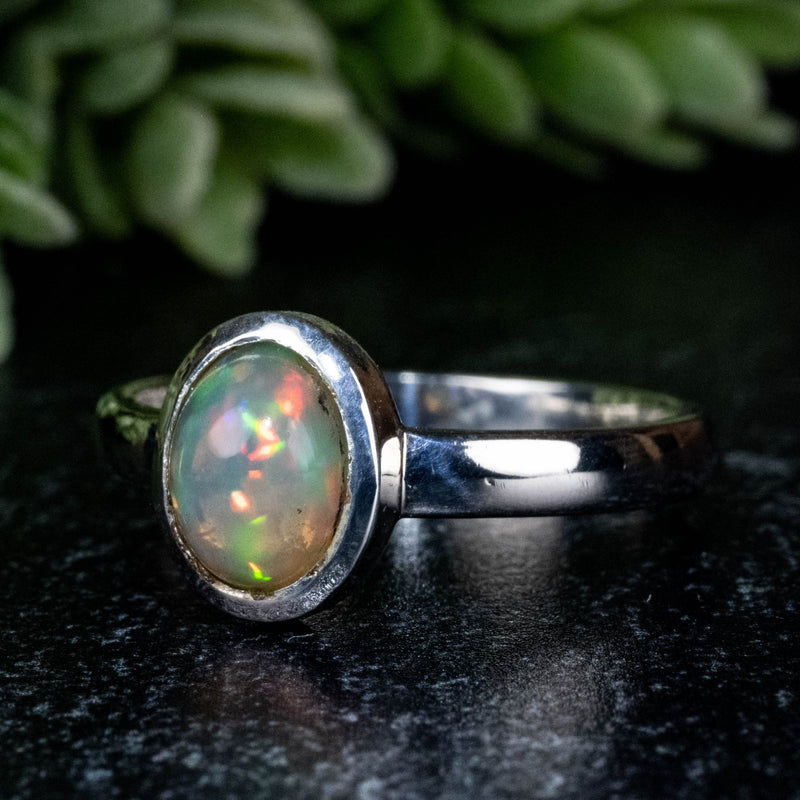 Ethiopian Opal Ring 8x6mm Size 8 - InnerVision Crystals