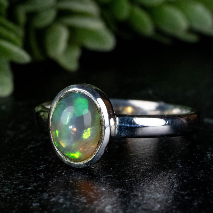 Ethiopian Opal Ring 8x6mm Size 8 - InnerVision Crystals