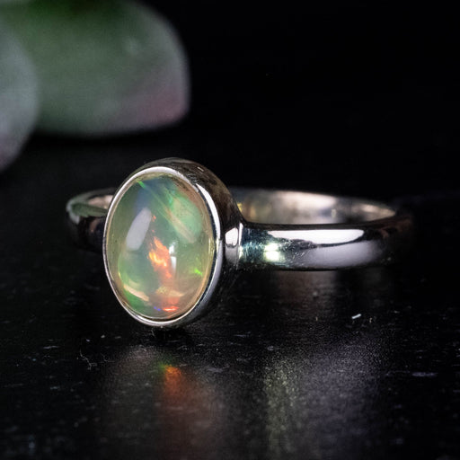 Ethiopian Opal Ring 8x6mm Size 8 .925 Silver - InnerVision Crystals