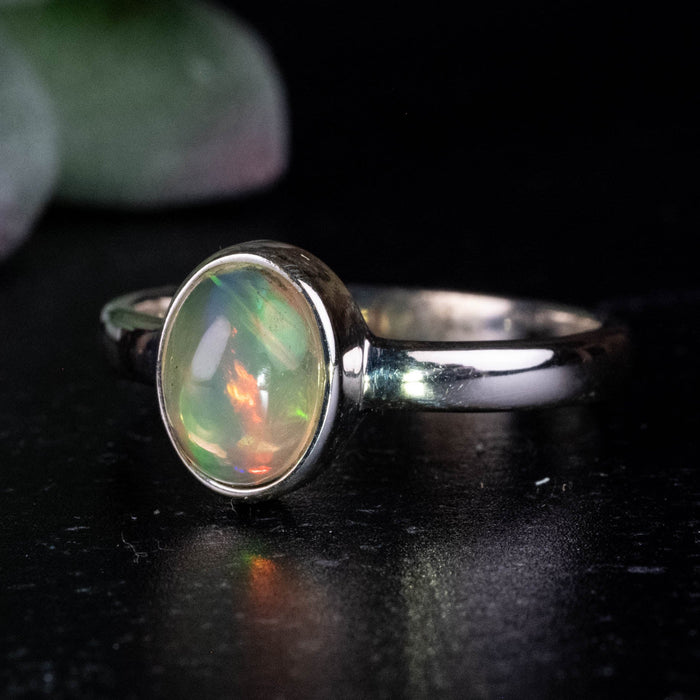 Ethiopian Opal Ring 8x6mm Size 8 .925 Silver - InnerVision Crystals