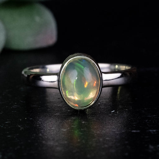 Ethiopian Opal Ring 8x6mm Size 8 .925 Silver - InnerVision Crystals