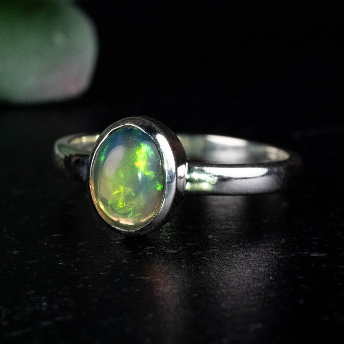Ethiopian Opal Ring 8x6mm Size 8 .925 Silver - InnerVision Crystals