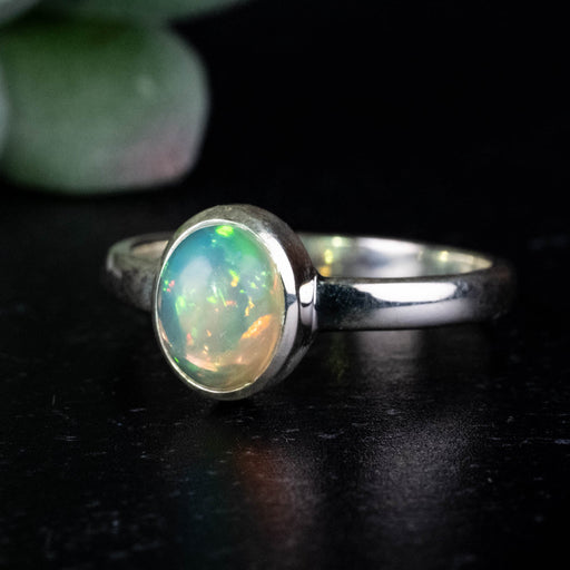 Ethiopian Opal Ring 8x6mm Size 8 .925 Silver - InnerVision Crystals