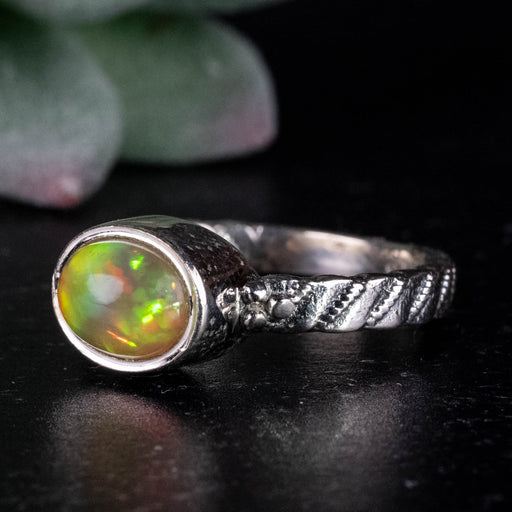 Ethiopian Opal Ring 9x7mm Size 7 .925 Silver - InnerVision Crystals