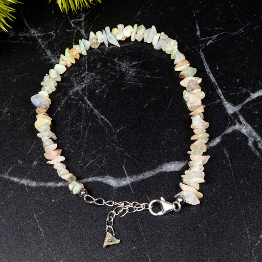 Ethiopian Opal Tumbled Chips Bracelet 8" adjustable .925 Silver - InnerVision Crystals